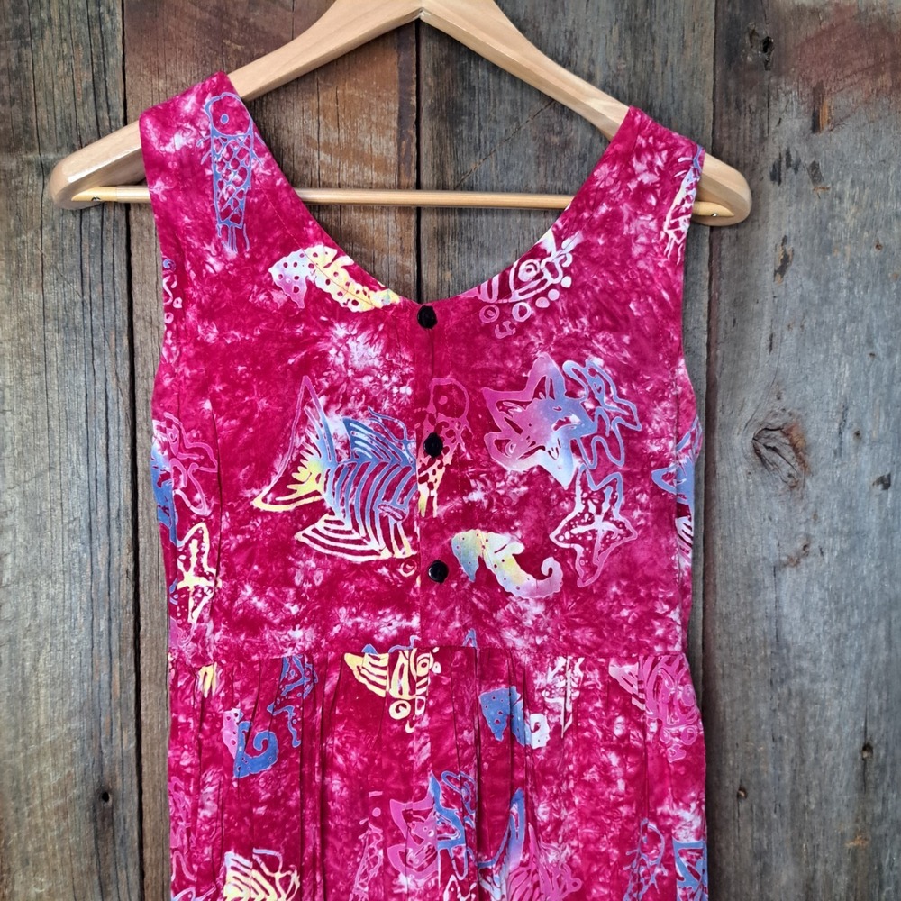 Balinese 90s Dress Vintage Tropical Resortwear Saridana Collection Women's M